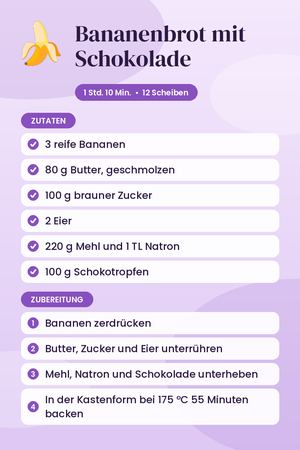 Bananenbrot mit Schokolade