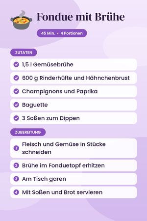 Fondue mit Brühe
