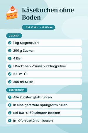 Käsekuchen ohne Boden